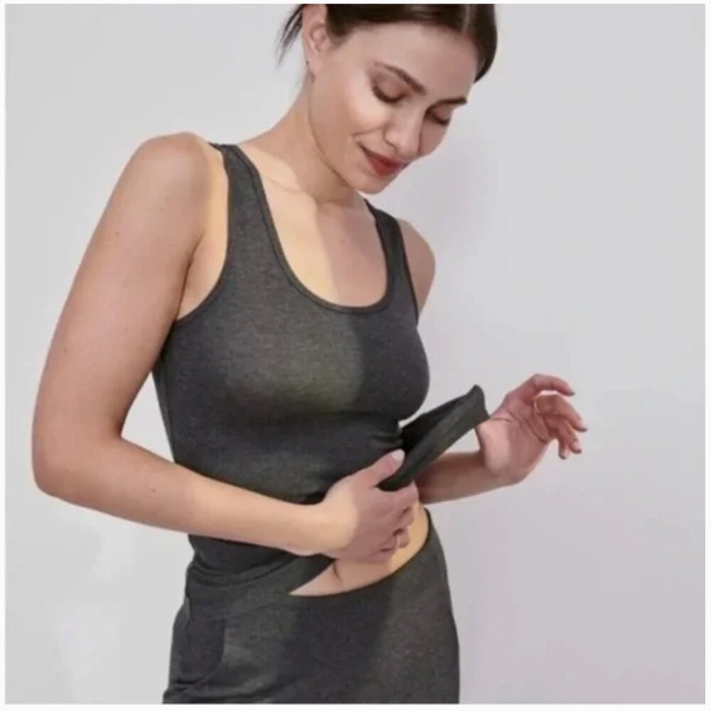 Lunya Restore Base Tank Top Heather Charcoal Gray‎ XS